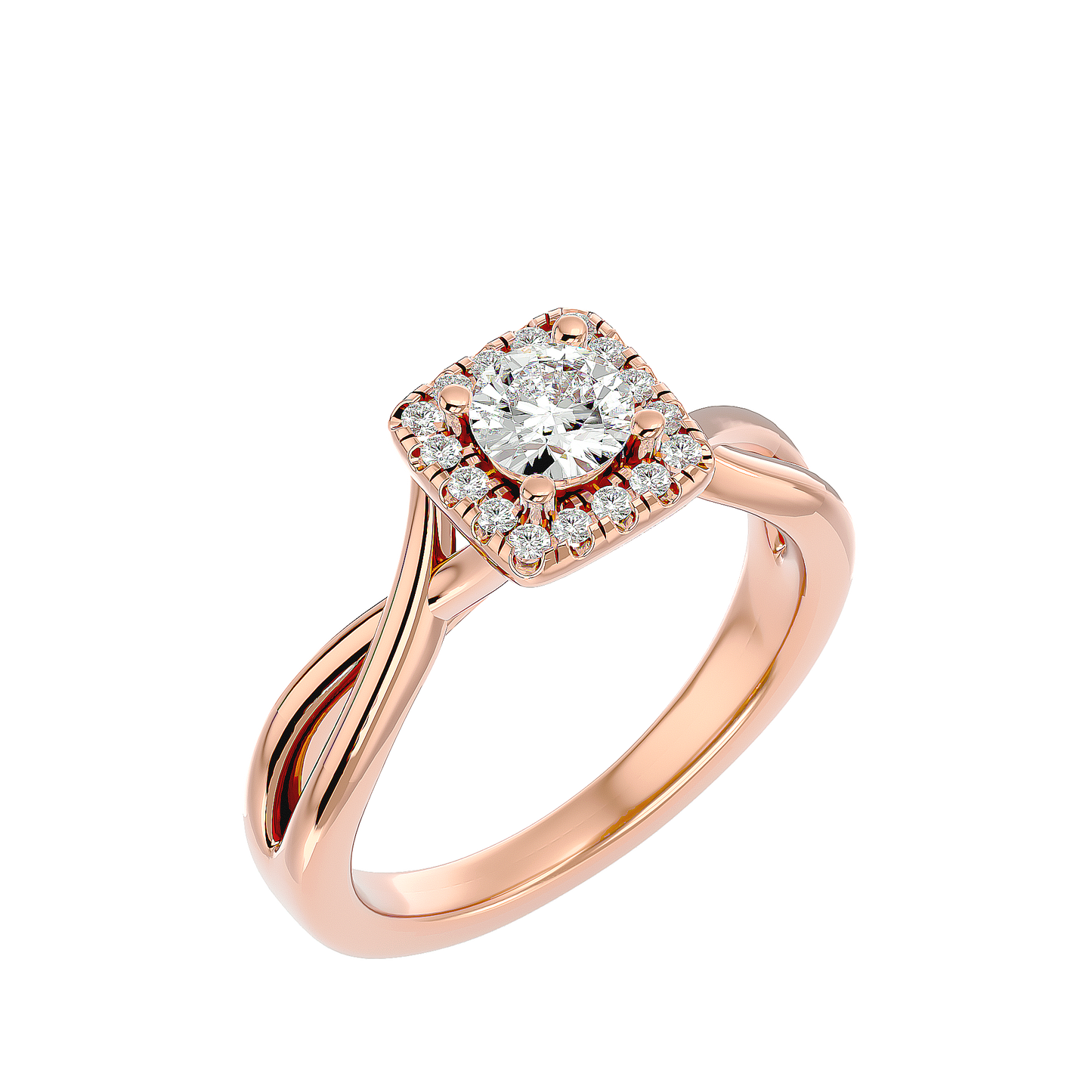 Lumière Beautiful Halo Ring- 0.87 Ct Round Diamond Gold Ring
