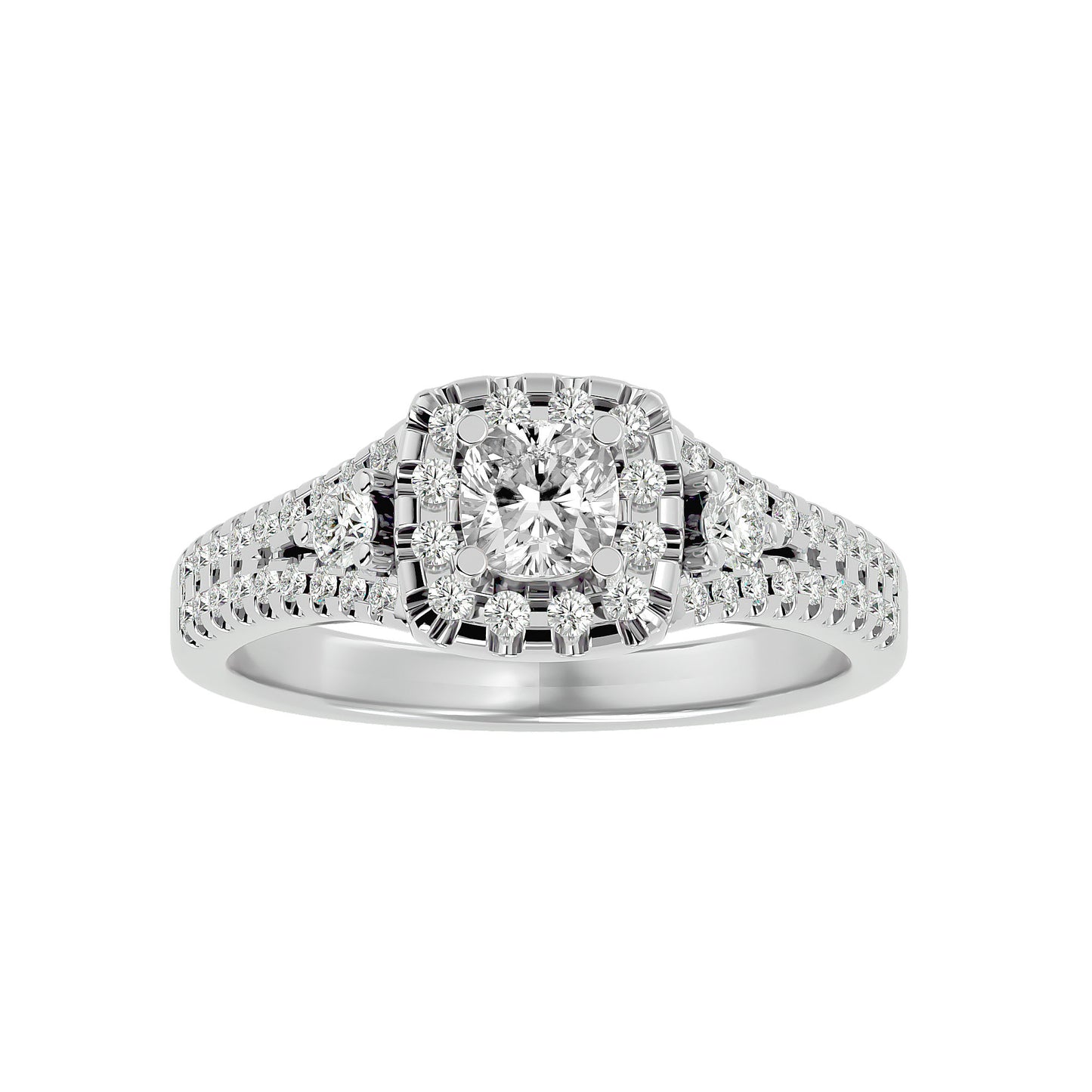 Lumière Beautiful Halo Ring- 0.87Ct Round Diamond Gold Ring