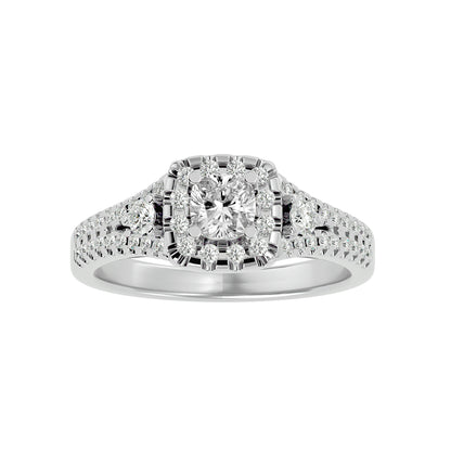 Lumière Beautiful Halo Ring- 0.87Ct Round Diamond Gold Ring