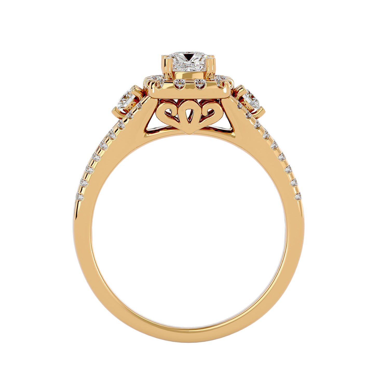 Lumière Beautiful Halo Ring- 0.87Ct Round Diamond Gold Ring