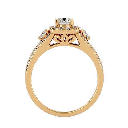 Lumière Beautiful Halo Ring- 0.87Ct Round Diamond Gold Ring