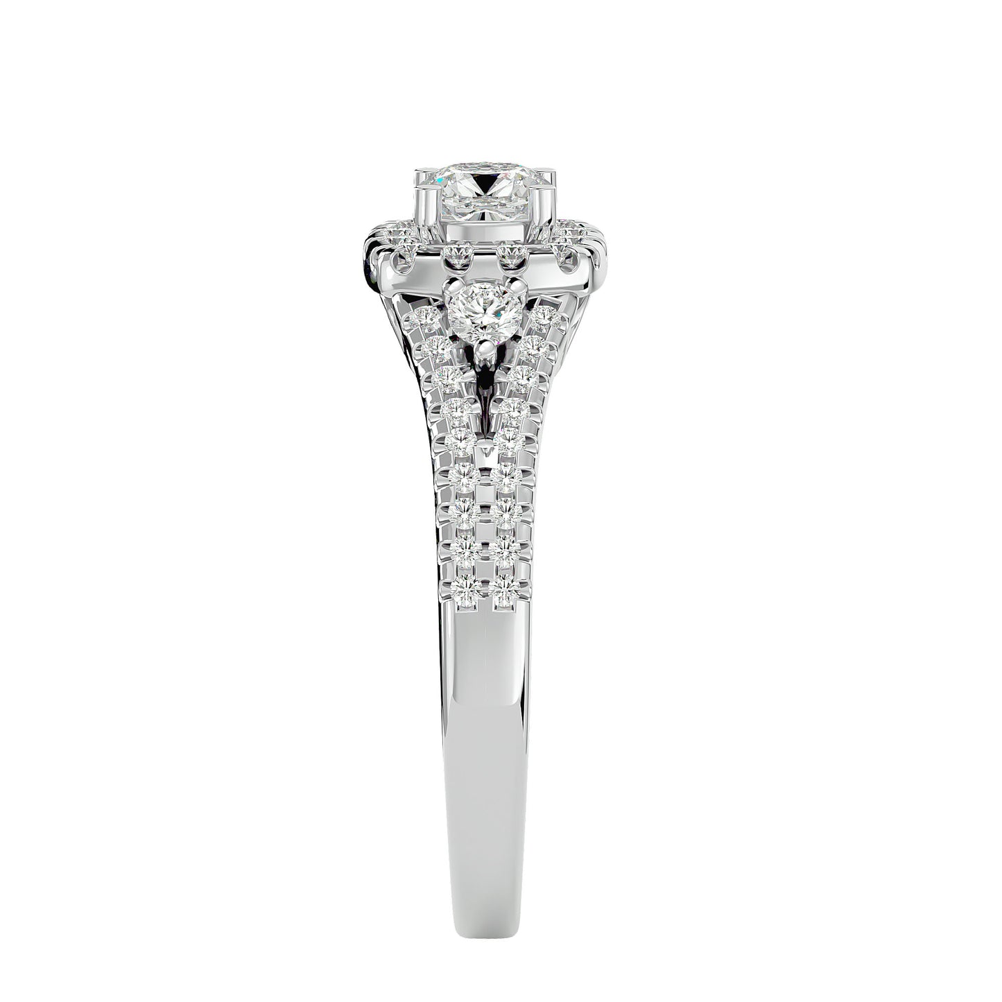 Lumière Beautiful Halo Ring- 0.87Ct Round Diamond Gold Ring