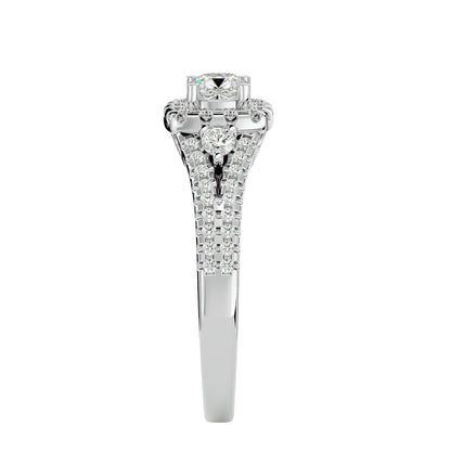 Lumière Beautiful Halo Ring- 0.87Ct Round Diamond Gold Ring