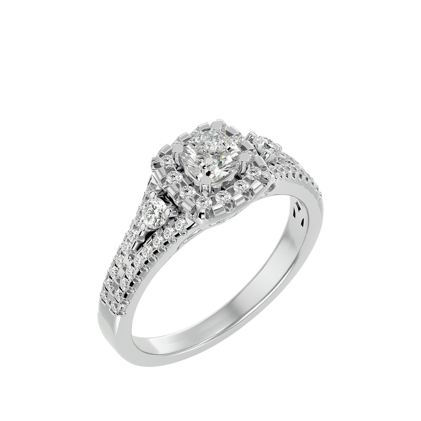 Lumière Beautiful Halo Ring- 0.87Ct Round Diamond Gold Ring
