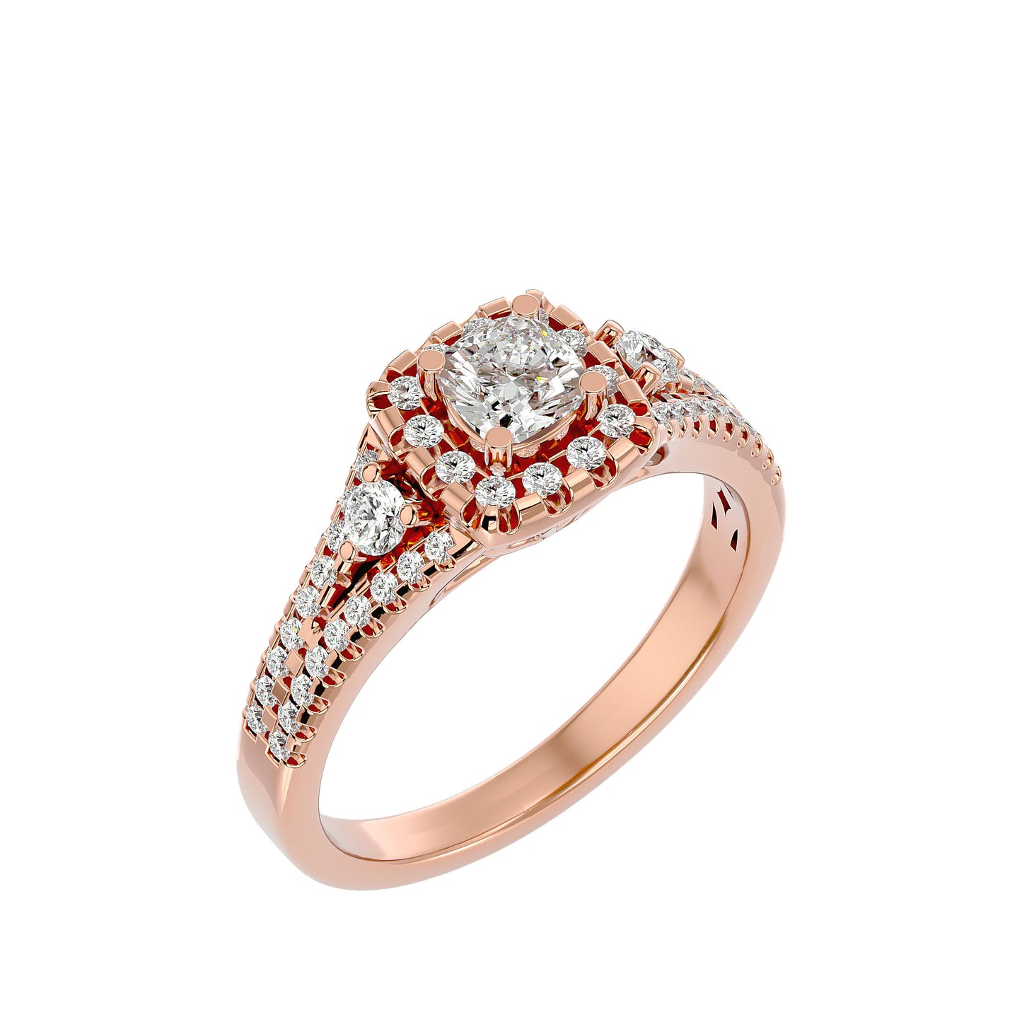 Lumière Beautiful Halo Ring- 0.87Ct Round Diamond Gold Ring
