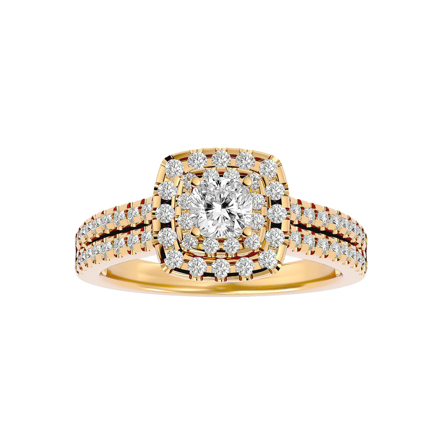Lumière Beautiful Halo Ring- 0.95 Ct Round Diamond Gold Ring