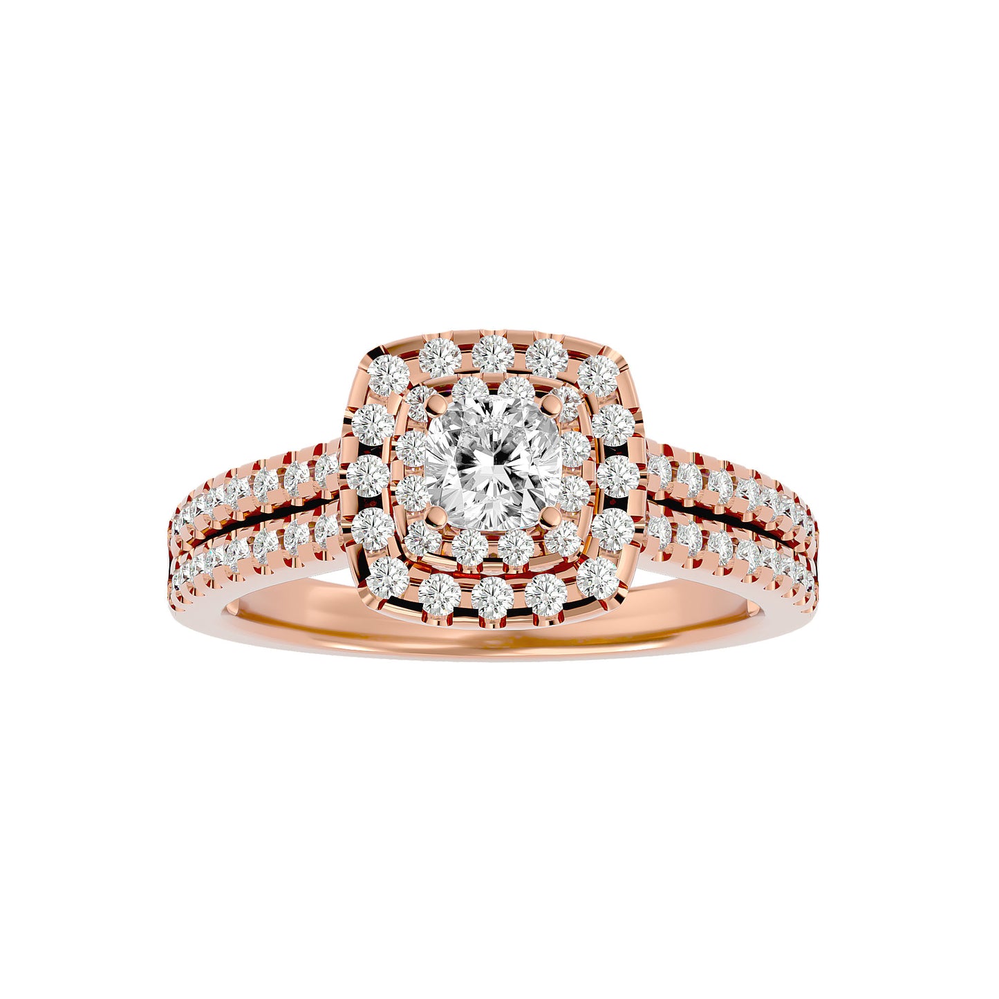 Lumière Beautiful Halo Ring- 0.95 Ct Round Diamond Gold Ring