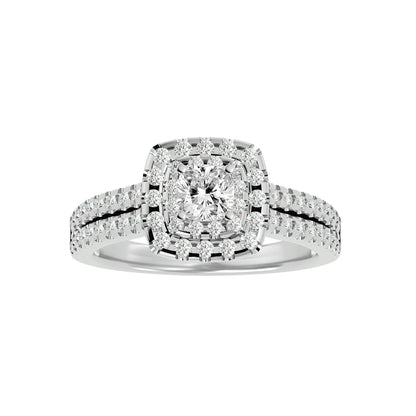 Lumière Beautiful Halo Ring- 0.95 Ct Round Diamond Gold Ring