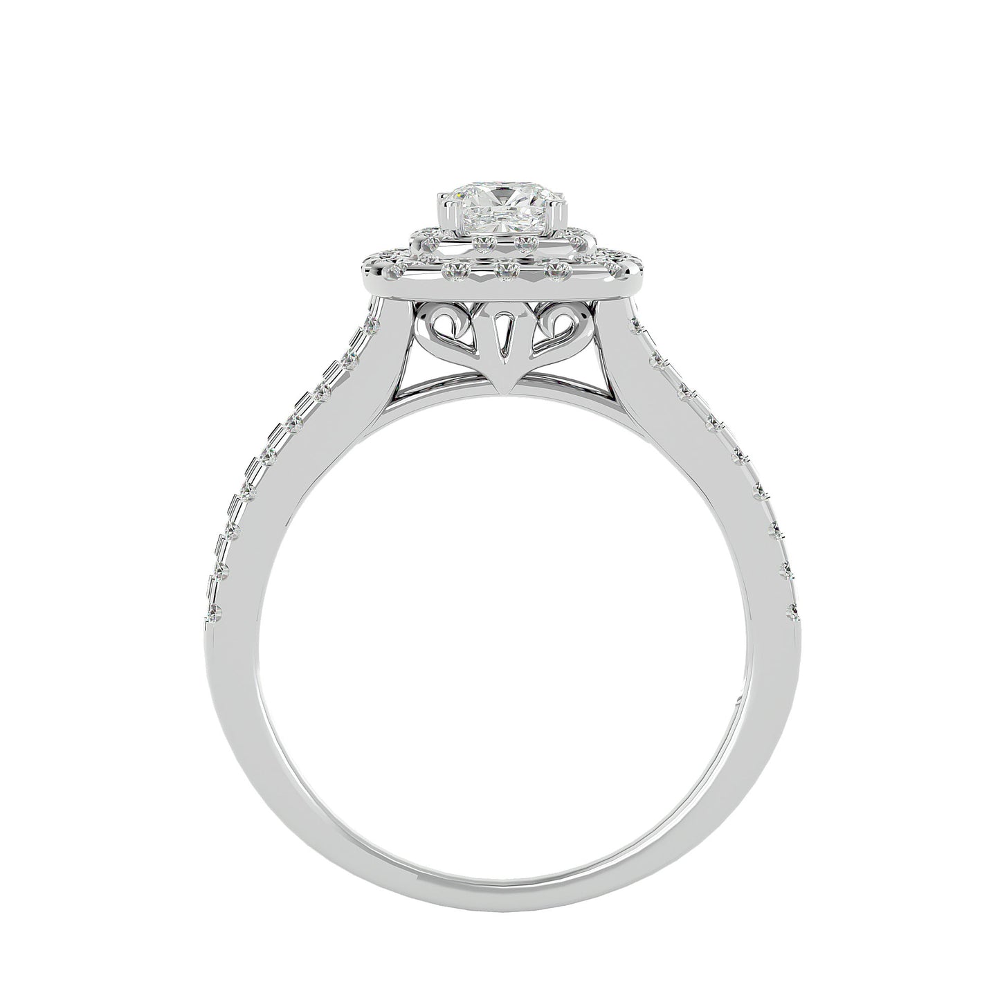 Lumière Beautiful Halo Ring- 0.95 Ct Round Diamond Gold Ring