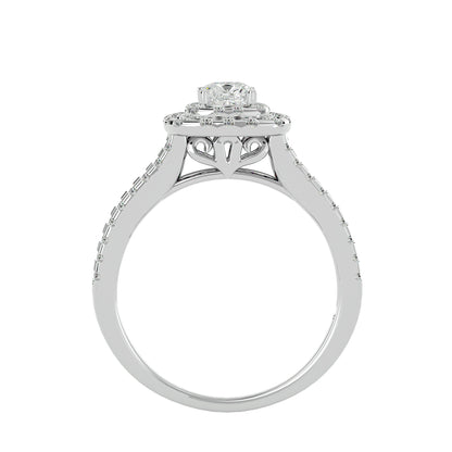 Lumière Beautiful Halo Ring- 0.95 Ct Round Diamond Gold Ring