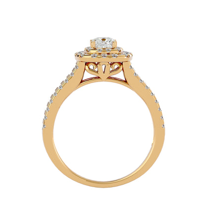 Lumière Beautiful Halo Ring- 0.95 Ct Round Diamond Gold Ring