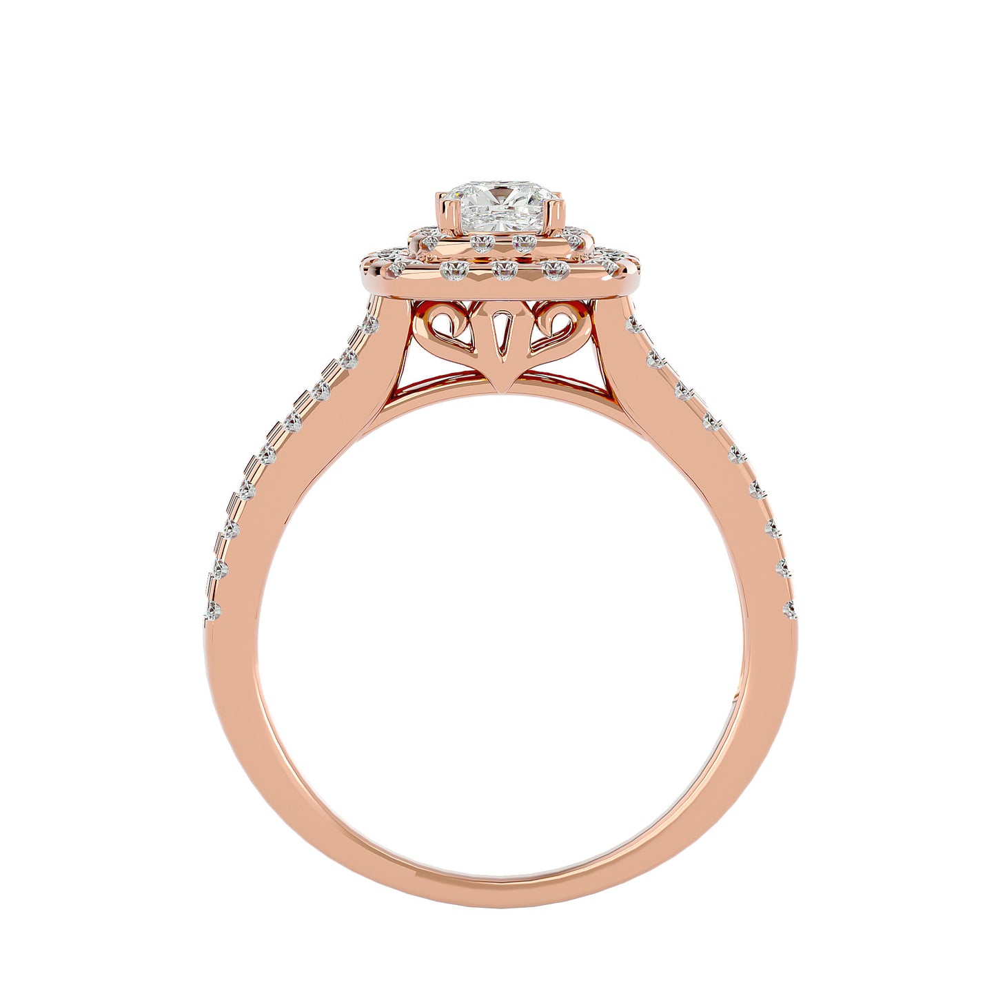Lumière Beautiful Halo Ring- 0.95 Ct Round Diamond Gold Ring