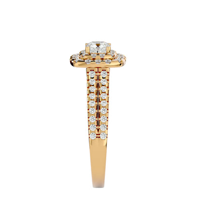 Lumière Beautiful Halo Ring- 0.95 Ct Round Diamond Gold Ring