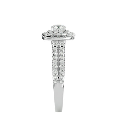 Lumière Beautiful Halo Ring- 0.95 Ct Round Diamond Gold Ring