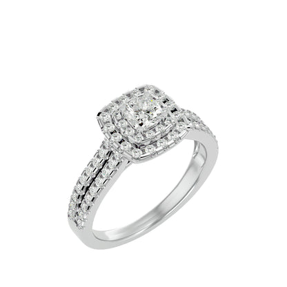 Lumière Beautiful Halo Ring- 0.95 Ct Round Diamond Gold Ring