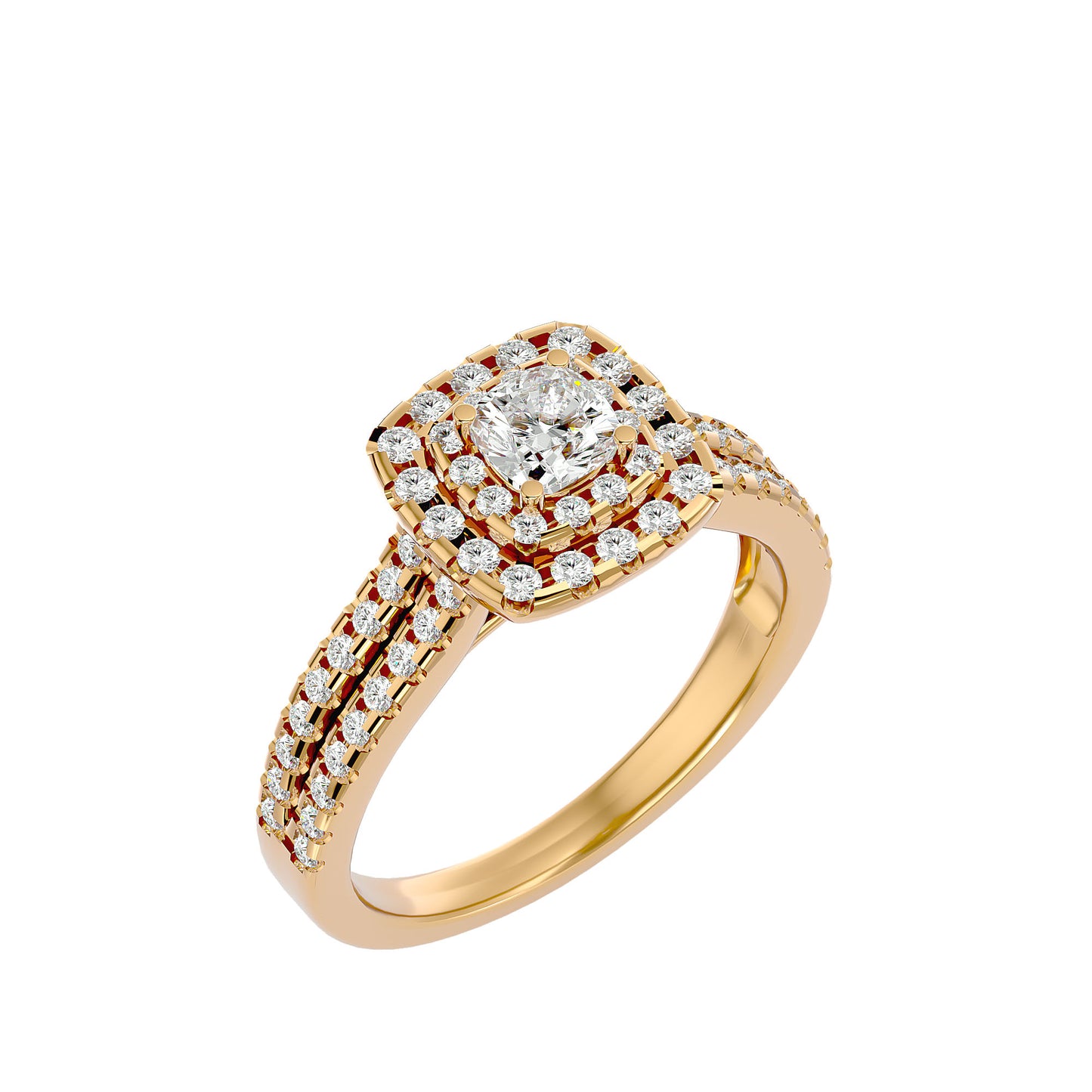 Lumière Beautiful Halo Ring- 0.95 Ct Round Diamond Gold Ring