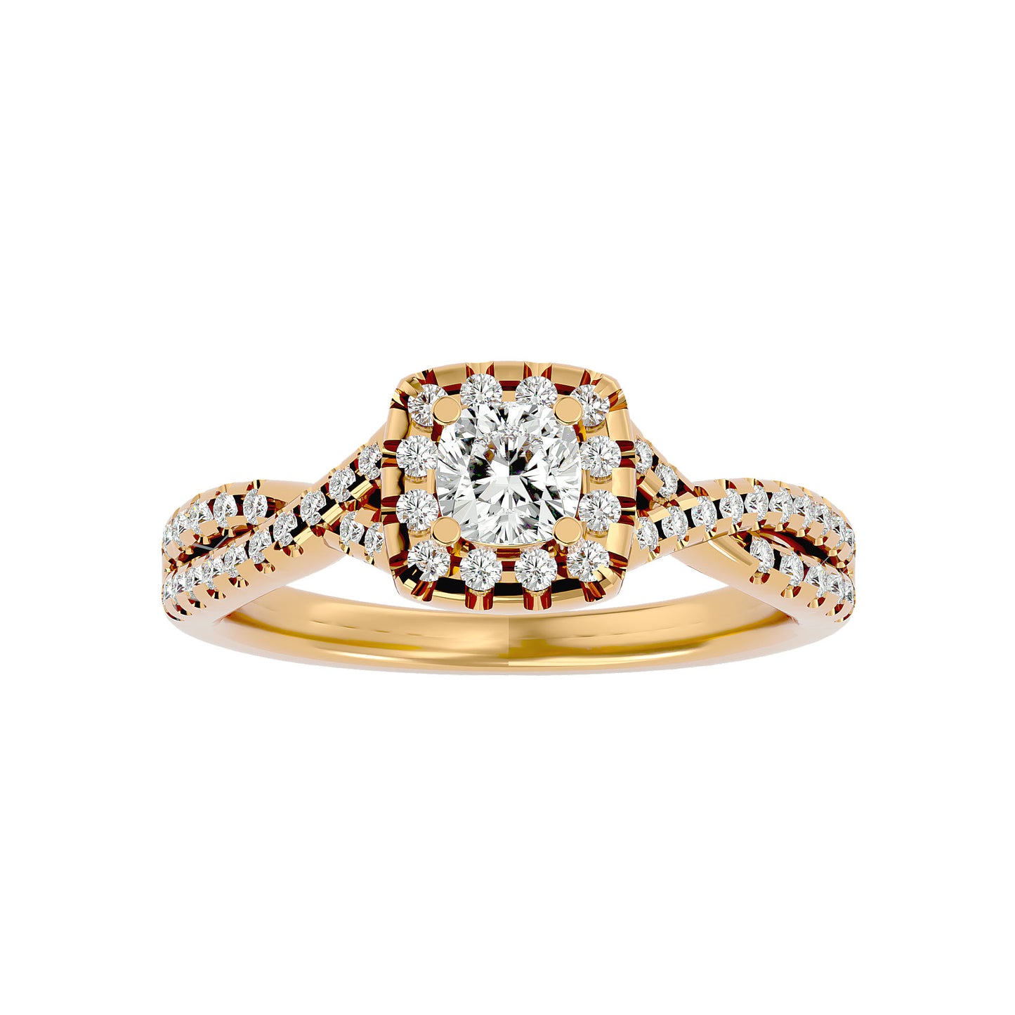 Lumière Beautiful Halo Ring- 0.77 Ct Round Diamond Gold Ring