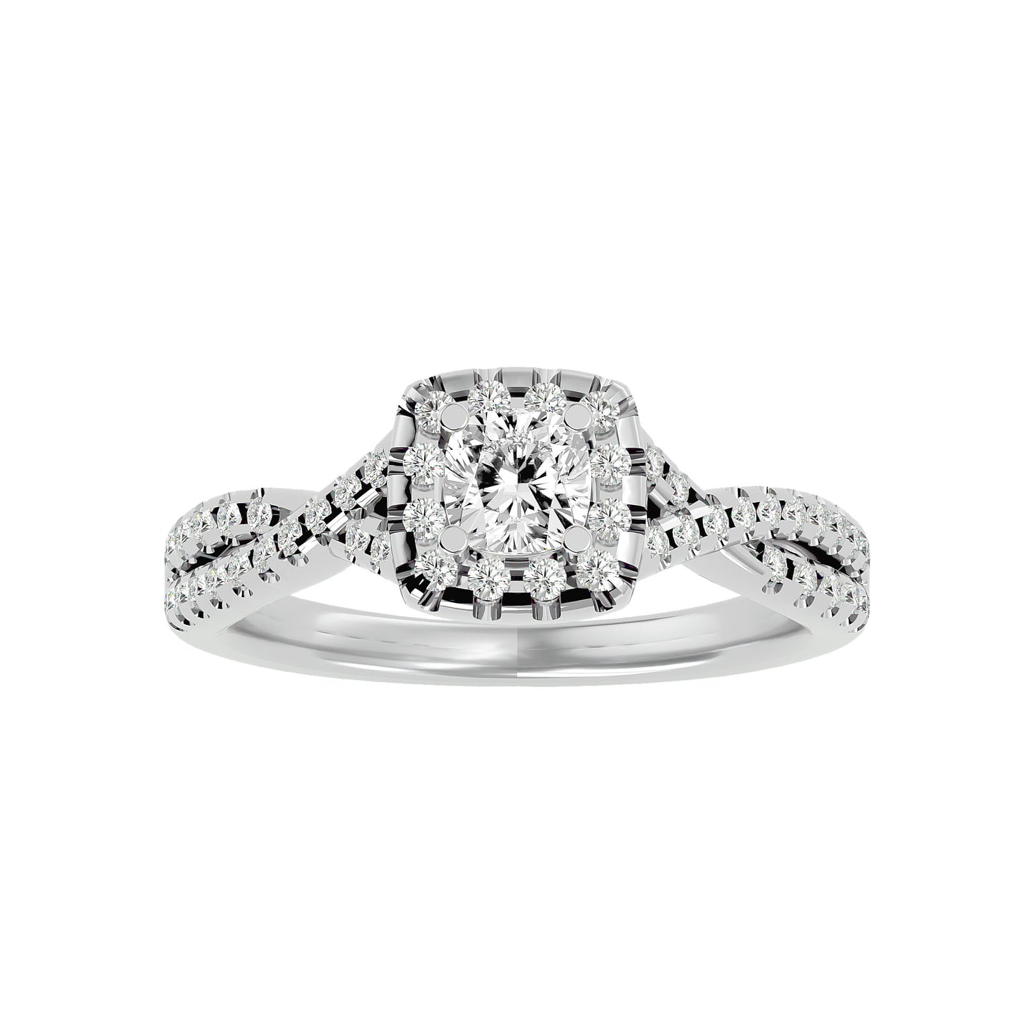 Lumière Beautiful Halo Ring- 0.77 Ct Round Diamond Gold Ring