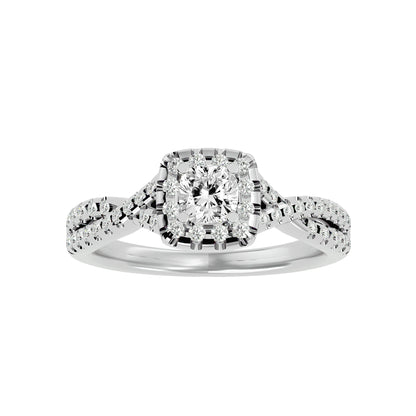 Lumière Beautiful Halo Ring- 0.77 Ct Round Diamond Gold Ring