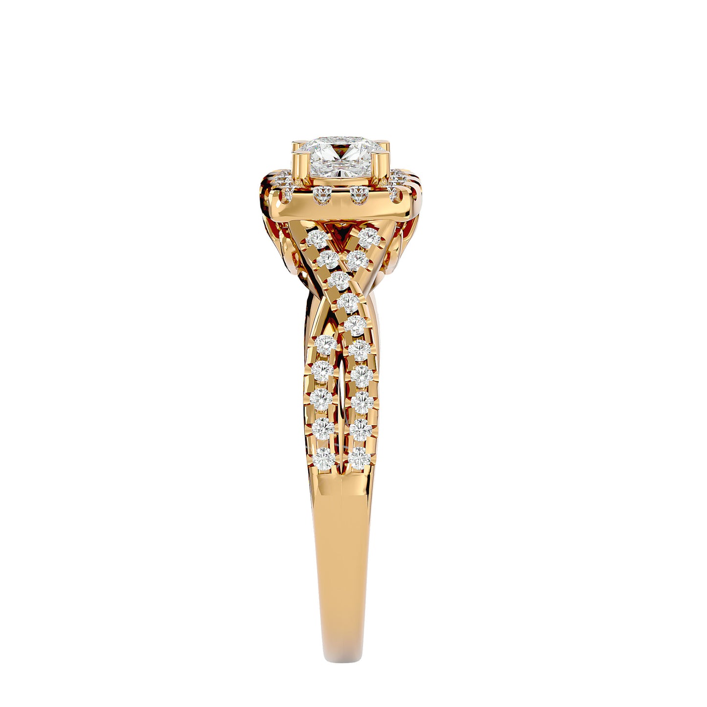 Lumière Beautiful Halo Ring- 0.77 Ct Round Diamond Gold Ring