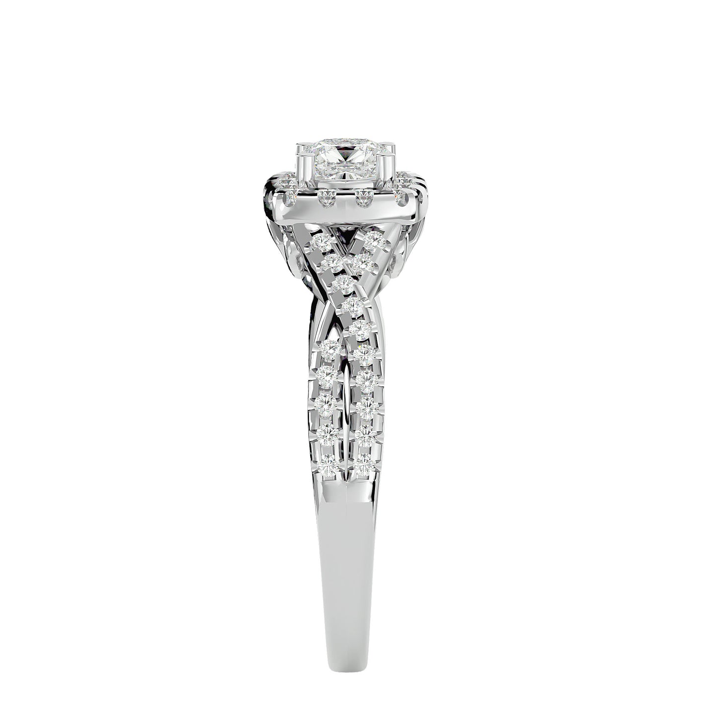 Lumière Beautiful Halo Ring- 0.77 Ct Round Diamond Gold Ring