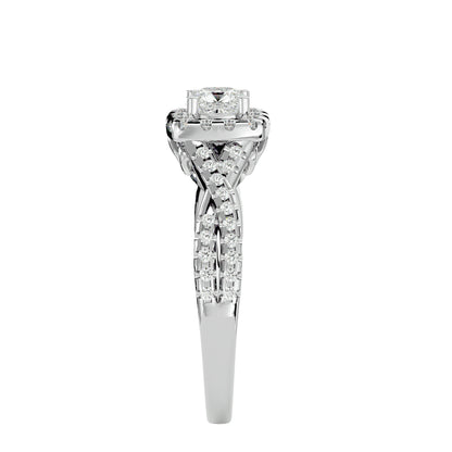 Lumière Beautiful Halo Ring- 0.77 Ct Round Diamond Gold Ring