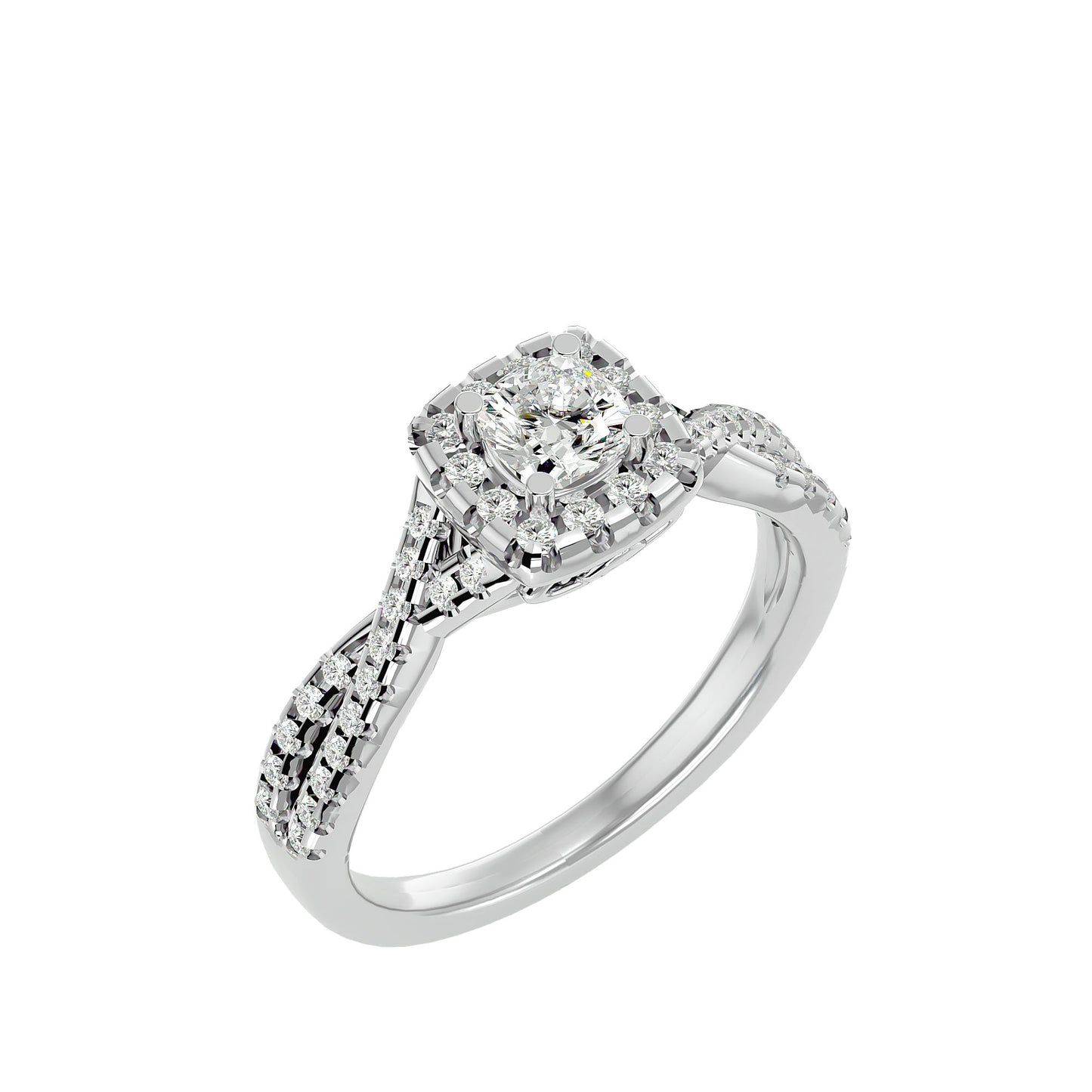 Lumière Beautiful Halo Ring- 0.77 Ct Round Diamond Gold Ring