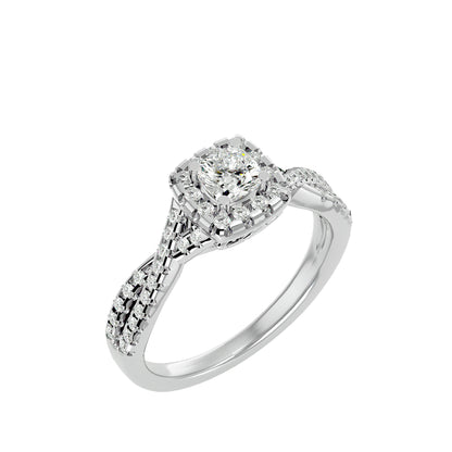 Lumière Beautiful Halo Ring- 0.77 Ct Round Diamond Gold Ring