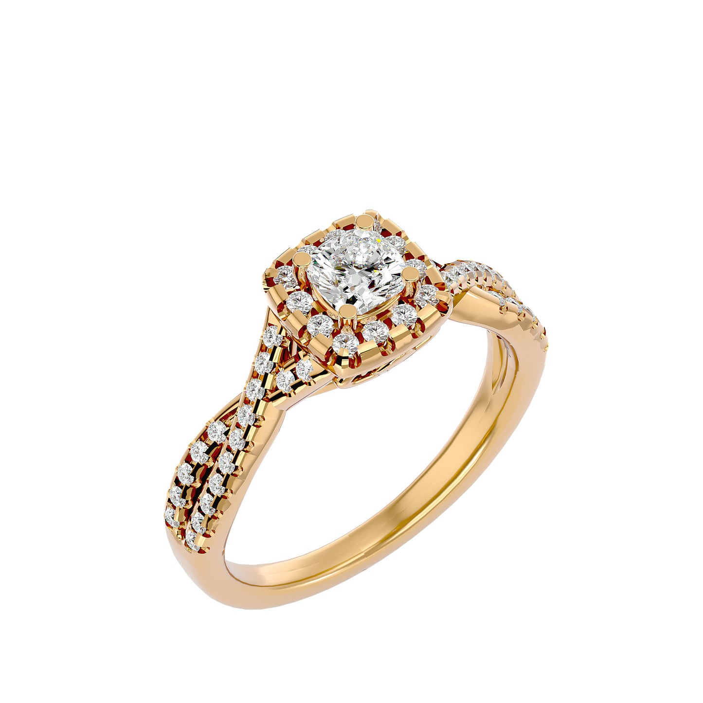 Lumière Beautiful Halo Ring- 0.77 Ct Round Diamond Gold Ring