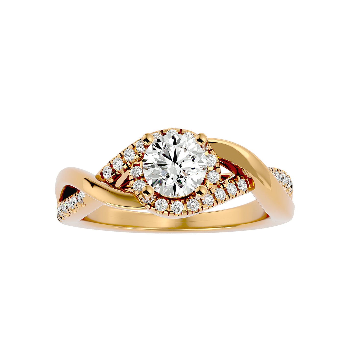 Lumière Beautiful Halo Ring- 1.00 Ct Round Diamond Gold Ring