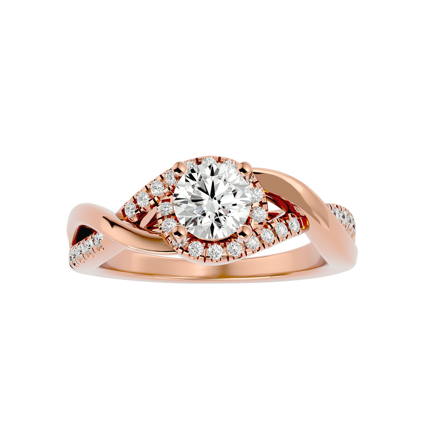 Lumière Beautiful Halo Ring- 1.00 Ct Round Diamond Gold Ring