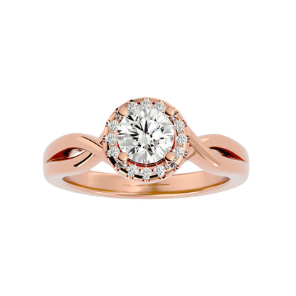 Lumière Beautiful Halo Ring- 0.94 Ct Round Diamond Gold Ring