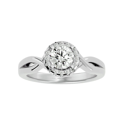 Lumière Beautiful Halo Ring- 0.94 Ct Round Diamond Gold Ring