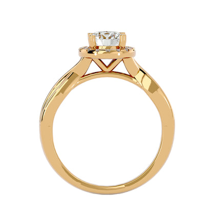 Lumière Beautiful Halo Ring- 0.94 Ct Round Diamond Gold Ring