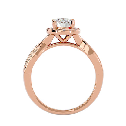 Lumière Beautiful Halo Ring- 0.94 Ct Round Diamond Gold Ring