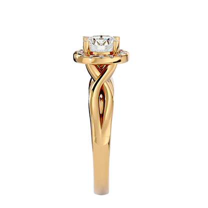 Lumière Beautiful Halo Ring- 0.94 Ct Round Diamond Gold Ring