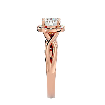 Lumière Beautiful Halo Ring- 0.94 Ct Round Diamond Gold Ring