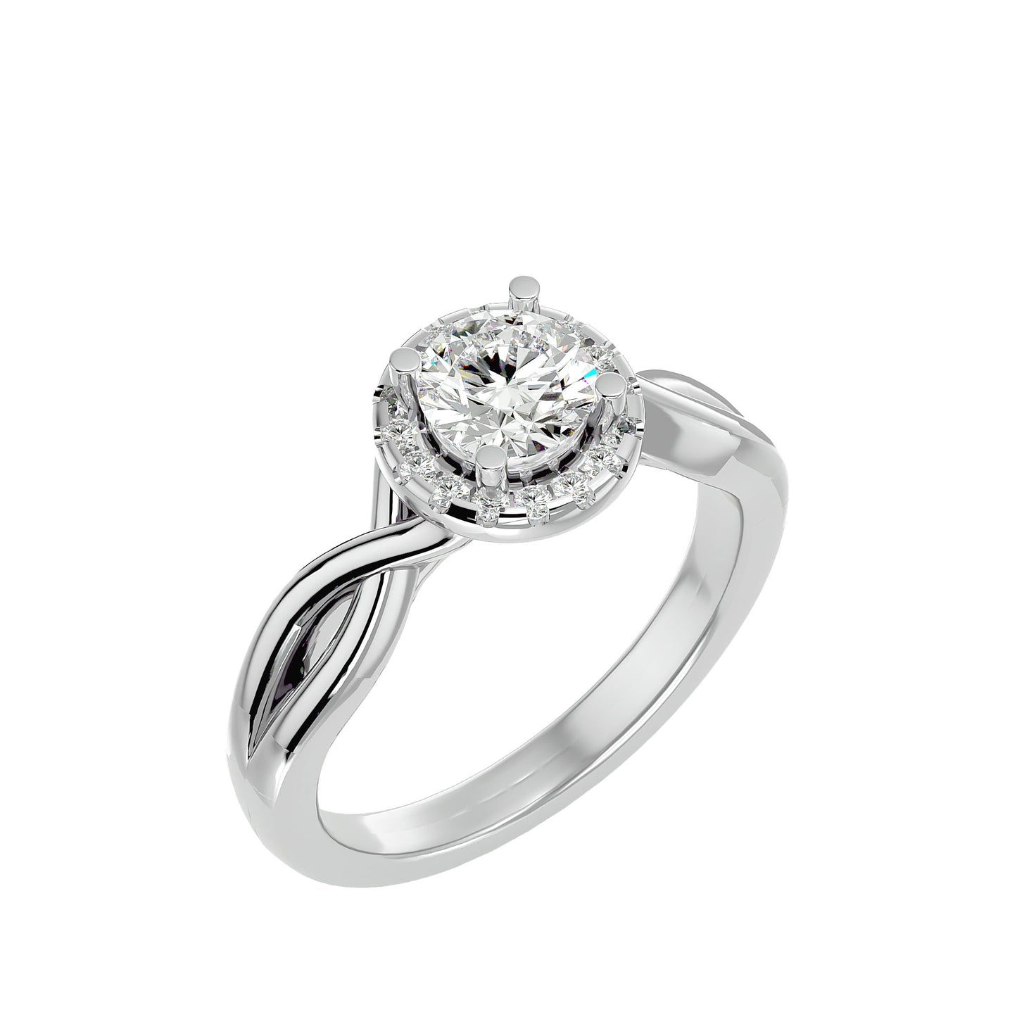 Lumière Beautiful Halo Ring- 0.94 Ct Round Diamond Gold Ring