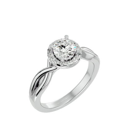 Lumière Beautiful Halo Ring- 0.94 Ct Round Diamond Gold Ring