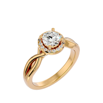 Lumière Beautiful Halo Ring- 0.94 Ct Round Diamond Gold Ring