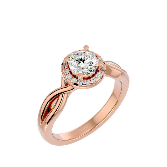 Lumière Beautiful Halo Ring- 0.94 Ct Round Diamond Gold Ring