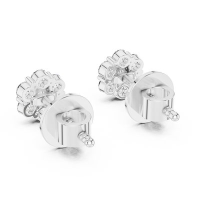 0.42ctw Round Diamond Flower Cluster Stud Earrings - Solid Gold