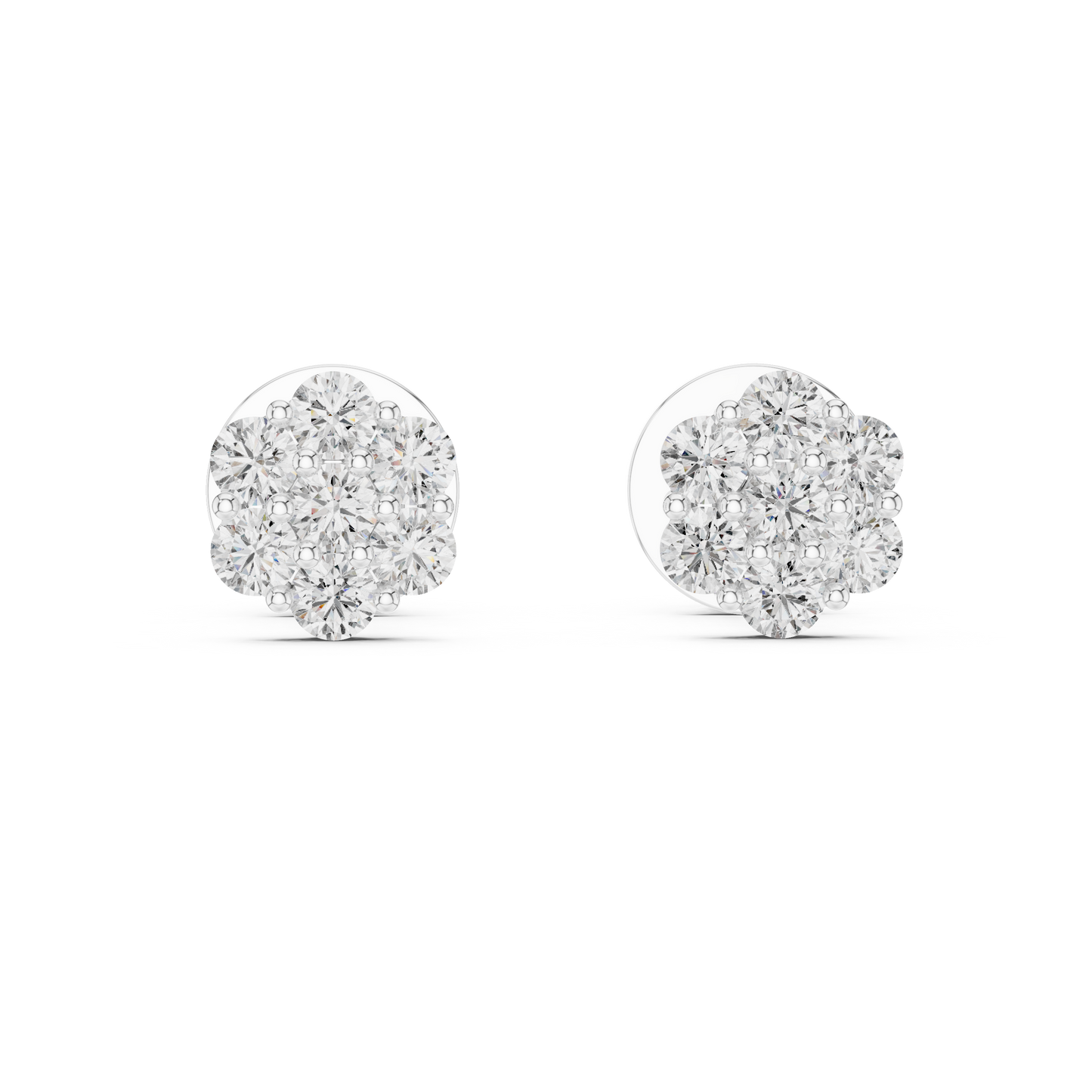 0.42ctw Round Diamond Flower Cluster Stud Earrings - Solid Gold
