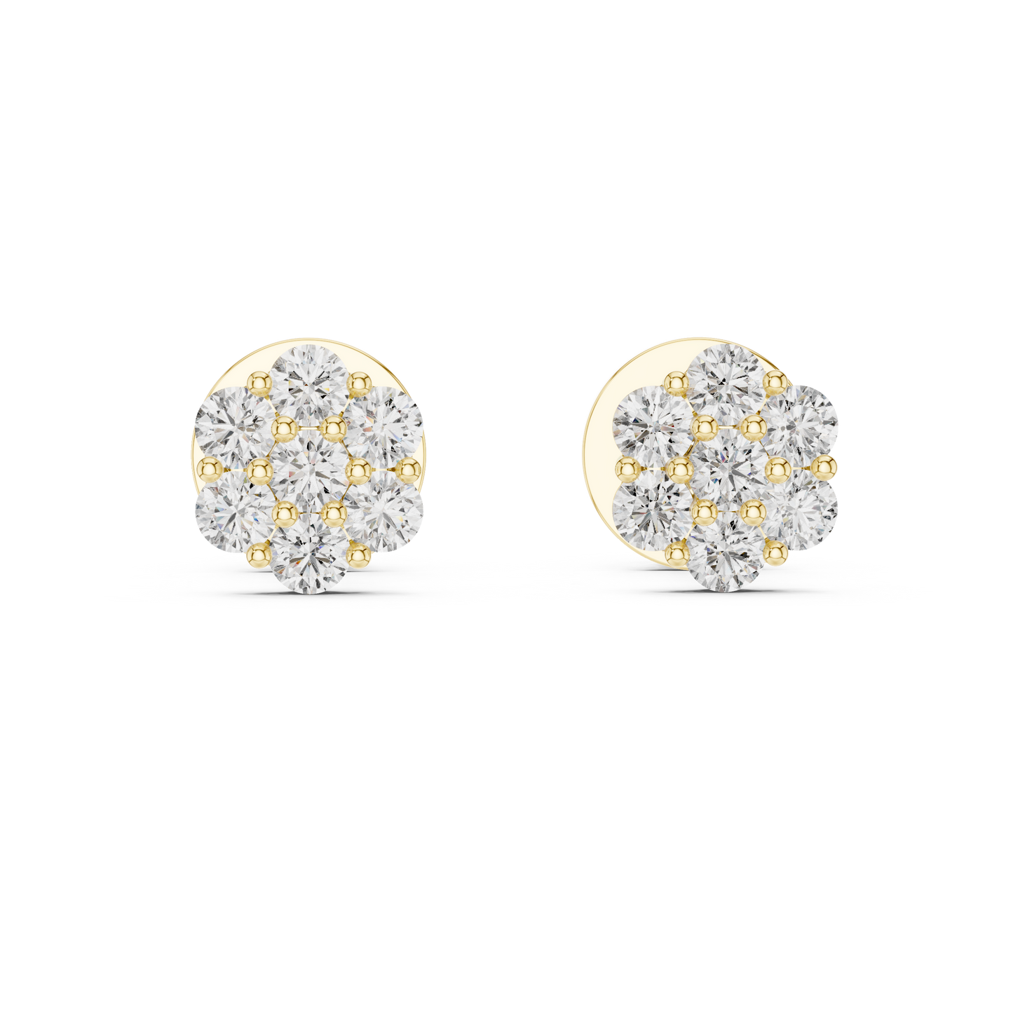0.42ctw Round Diamond Flower Cluster Stud Earrings - Solid Gold