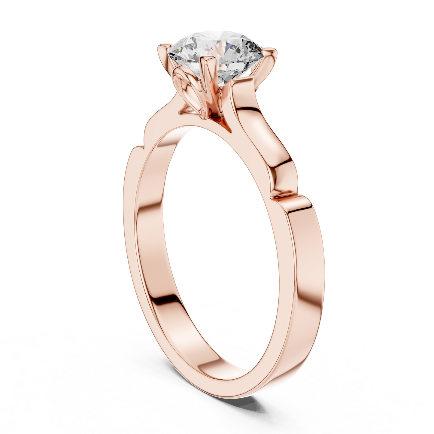 1CTW Scalloped Solitaire Diamond Ring in Yellow Gold