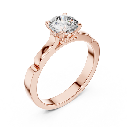1CTW Scalloped Solitaire Diamond Ring in Yellow Gold