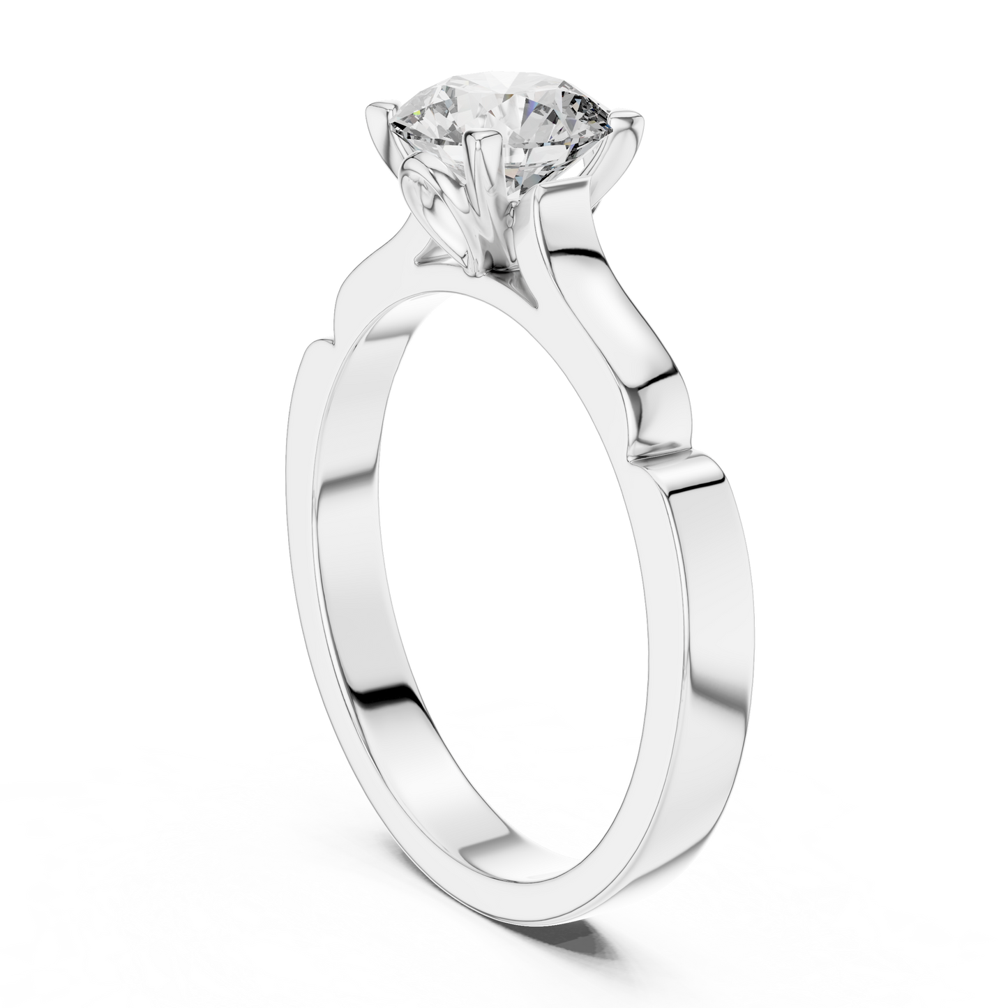 1CTW Scalloped Solitaire Diamond Ring in Yellow Gold