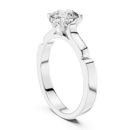 1CTW Scalloped Solitaire Diamond Ring in Yellow Gold
