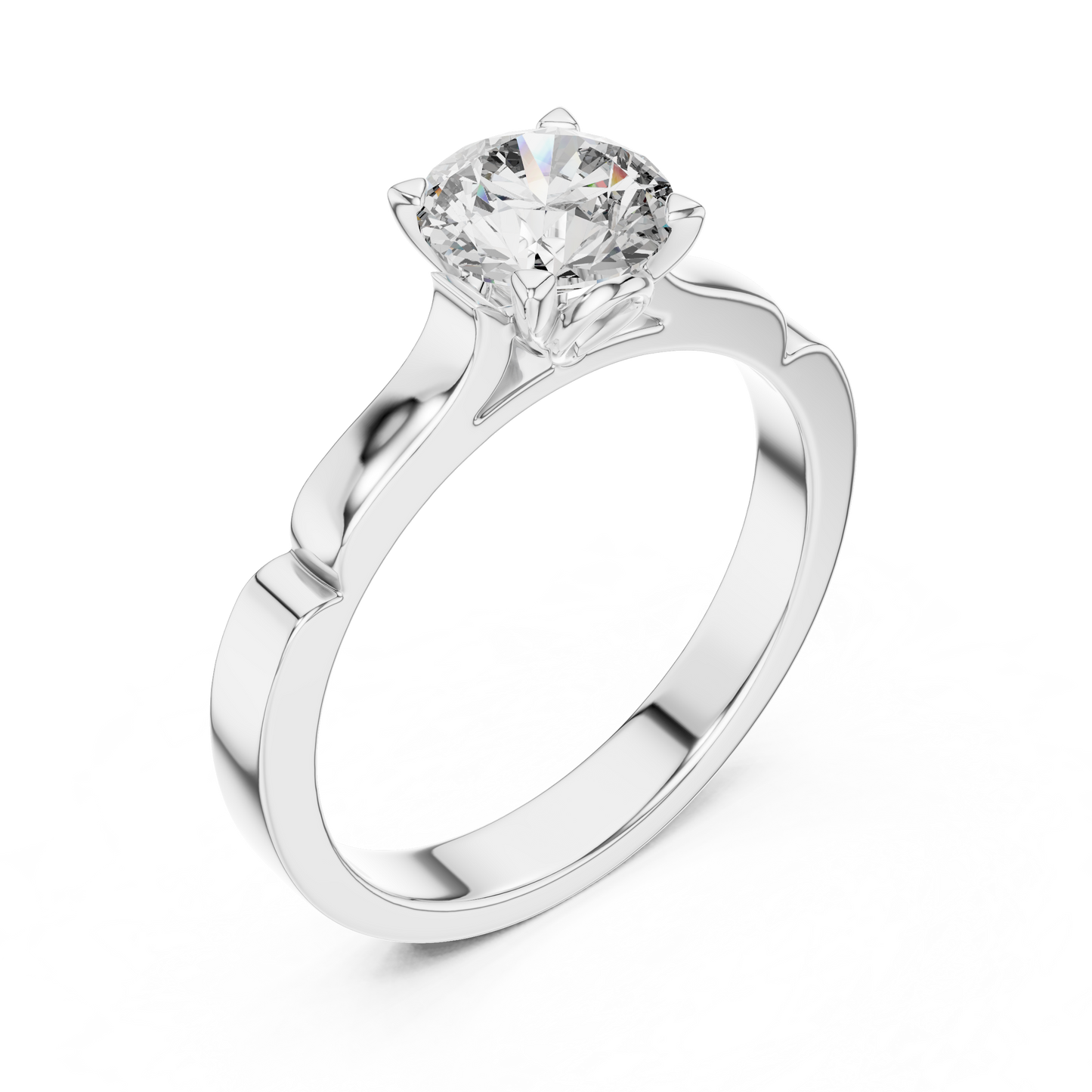 1CTW Scalloped Solitaire Diamond Ring in Yellow Gold