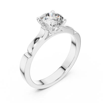 1CTW Scalloped Solitaire Diamond Ring in Yellow Gold